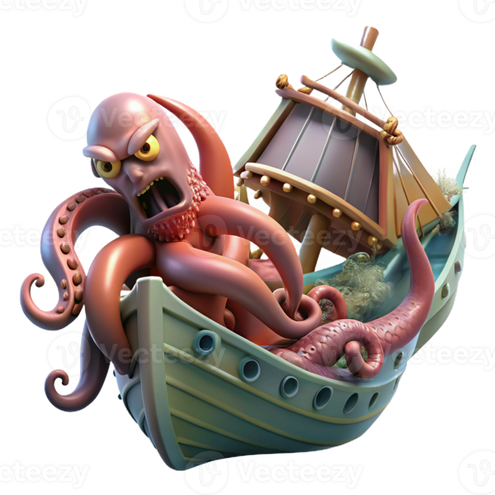 elegant contemporary A Fearsome Kraken Tentacles Thrashing D authentic png