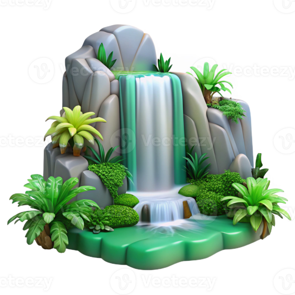 elegant rustic A Cascading Waterfall Surrounded by Lush genuine png