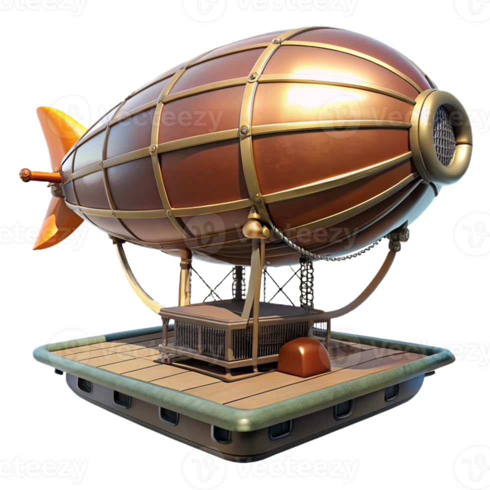 vibrant abstract A Steampunk Dirigible Docking at a Float high resolution png