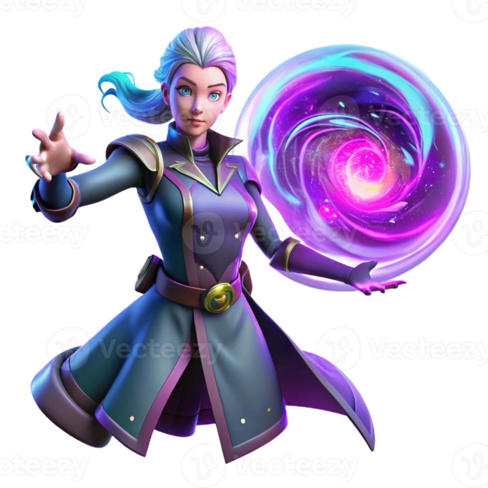 serene contemporary A Powerful Sorceress Conjuring a Swirli professional png