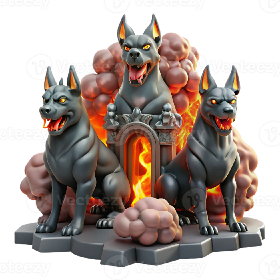 wonderful minimalist A Three Headed Cerberus Guarding the Gat premium png
