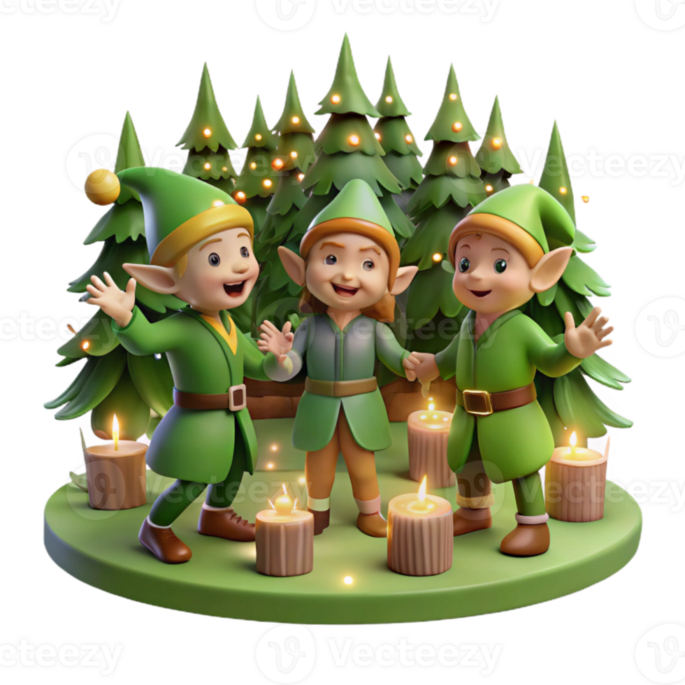 stunning modern A Group of Elves Celebrating in a Forest premium png