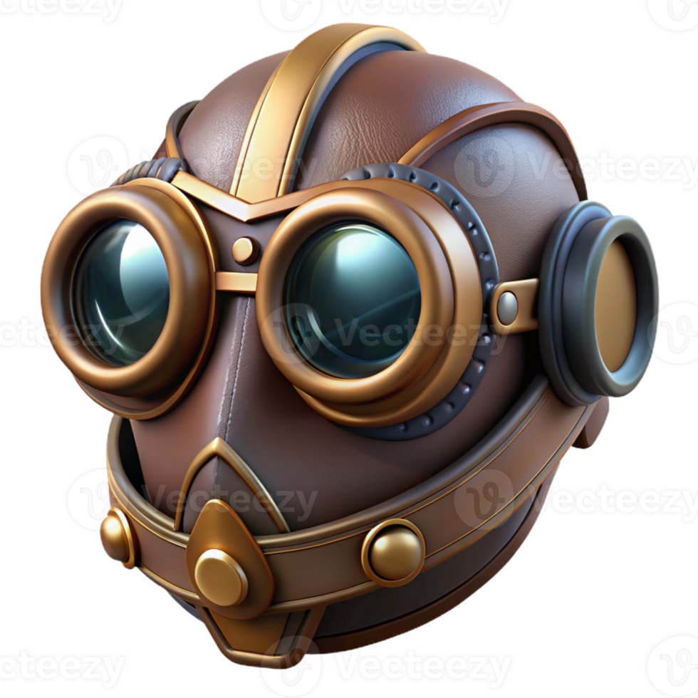 serene contemporary A Steampunk Goggles and Mask Set Leather detailed png