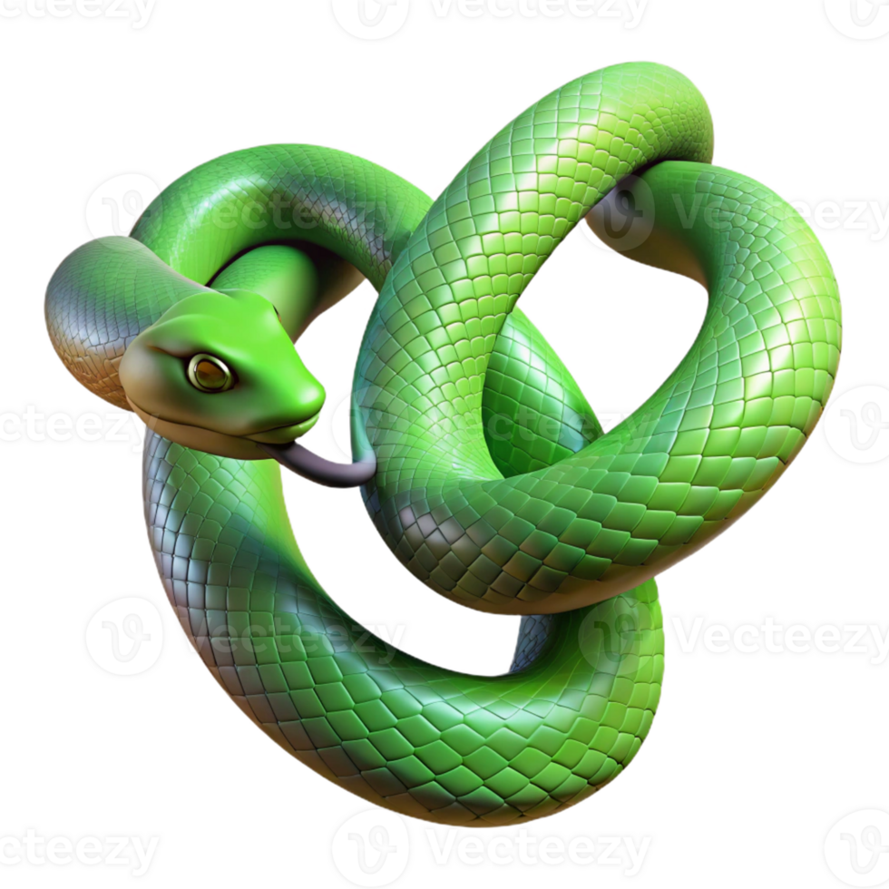 vibrant classic A Slithering Green Snake Coiled Around A authentic png