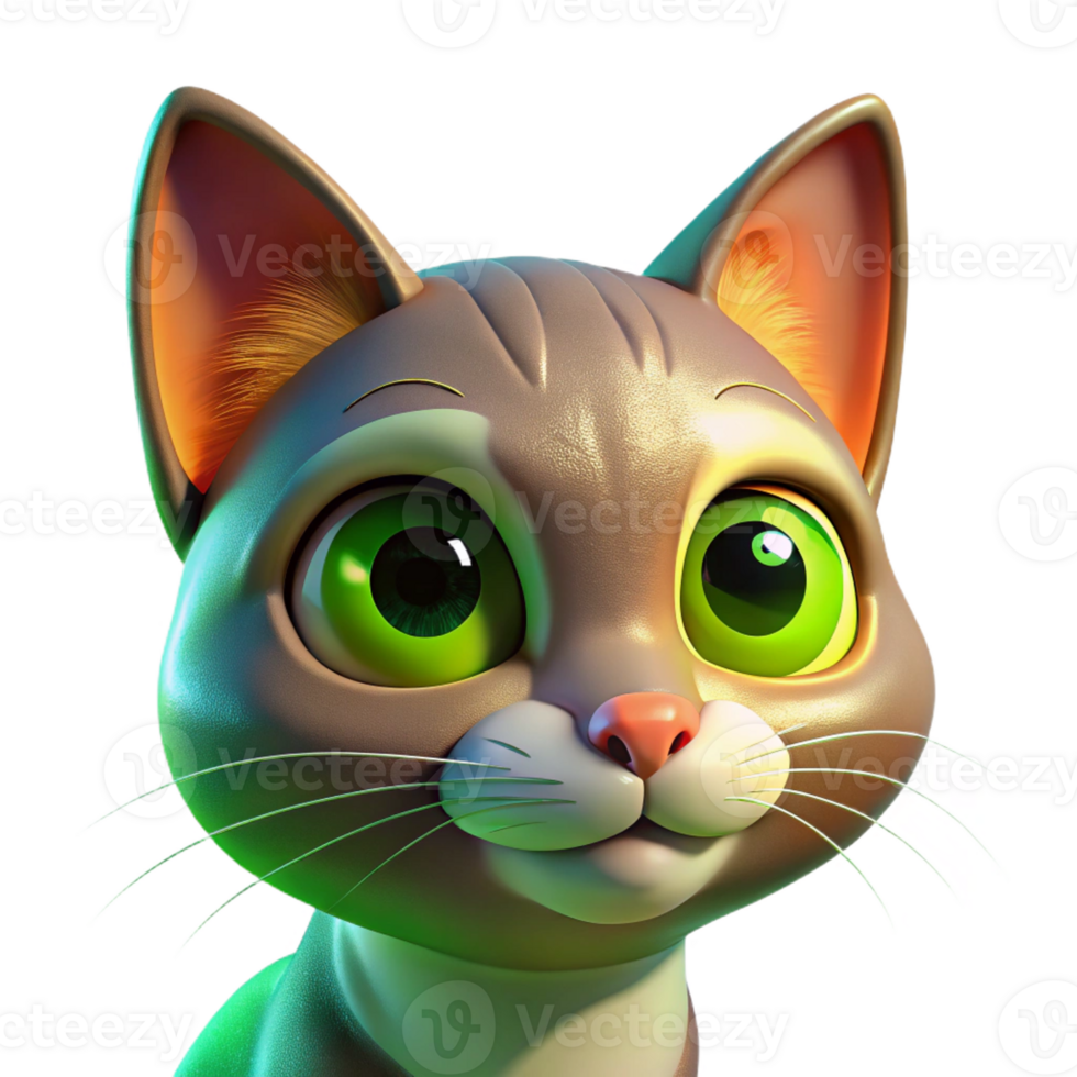 elegant classic Portrait of a Curious Cat with Bright Gr premium png