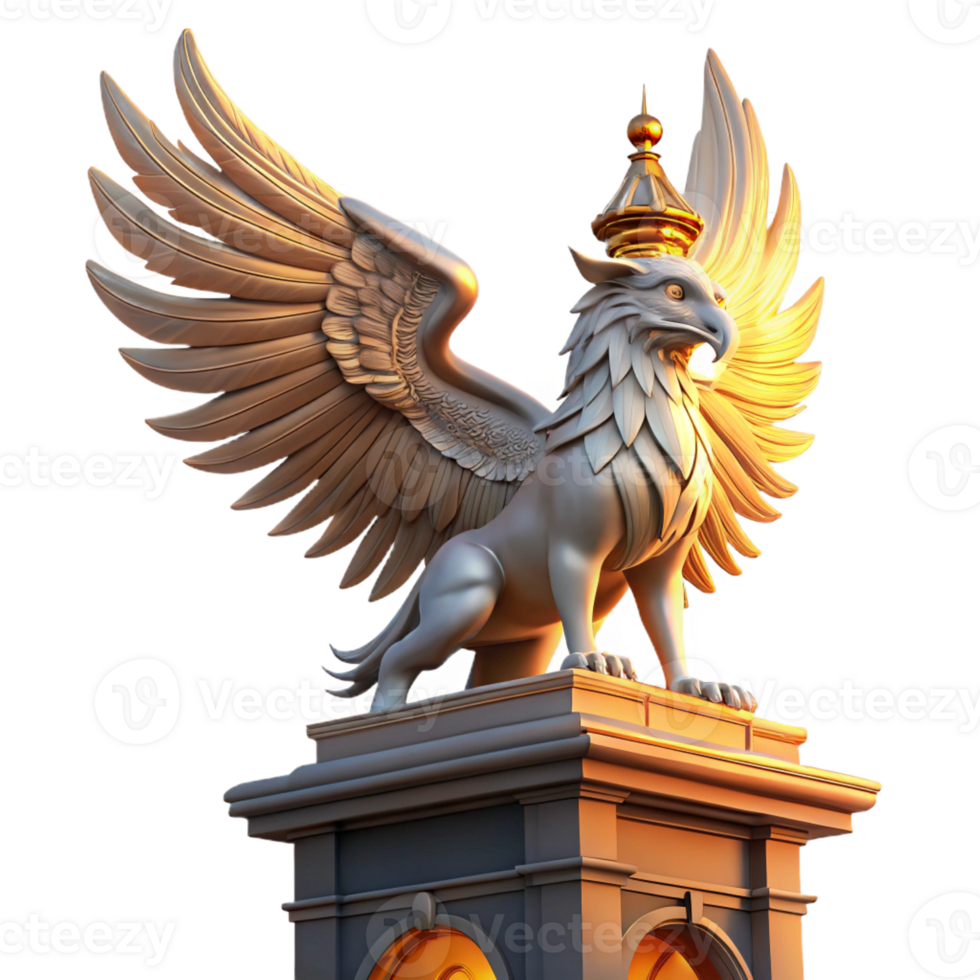 elegant artistic A Majestic Griffin Perched Atop a Crumbli genuine png