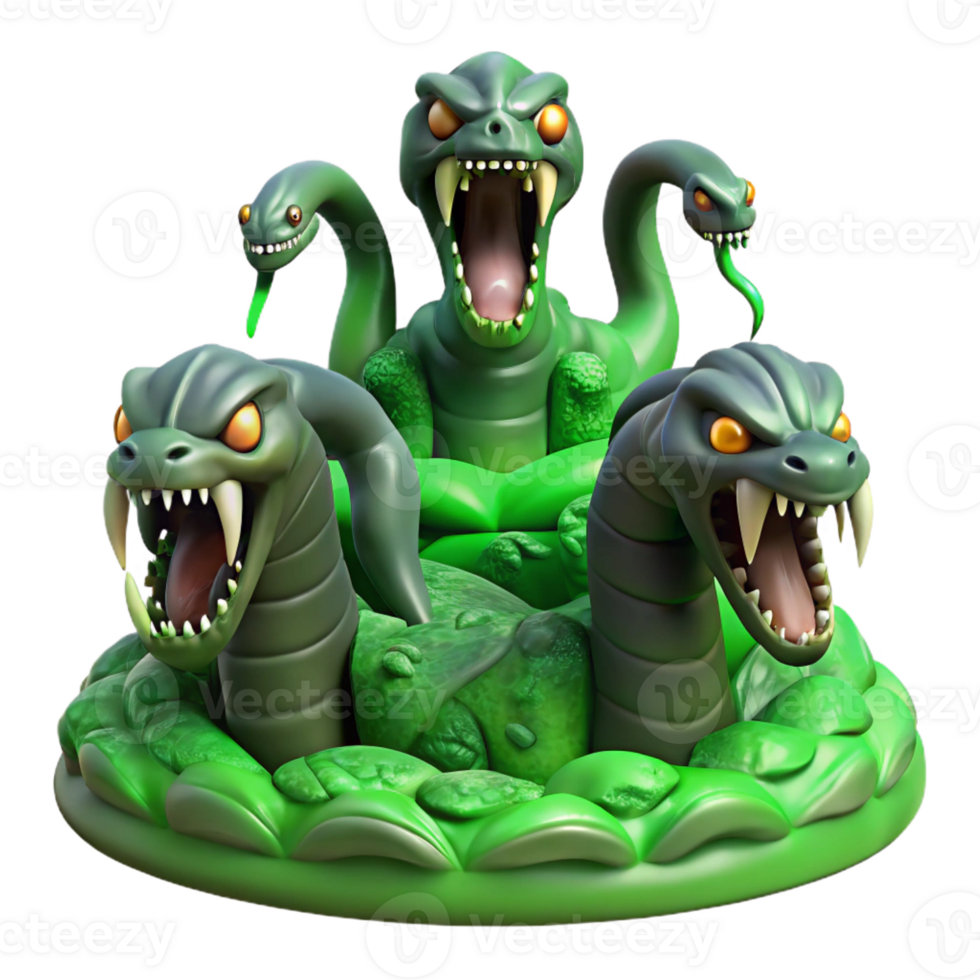 elegant modern Menacing Hydra Venomous Serpent Heads professional png