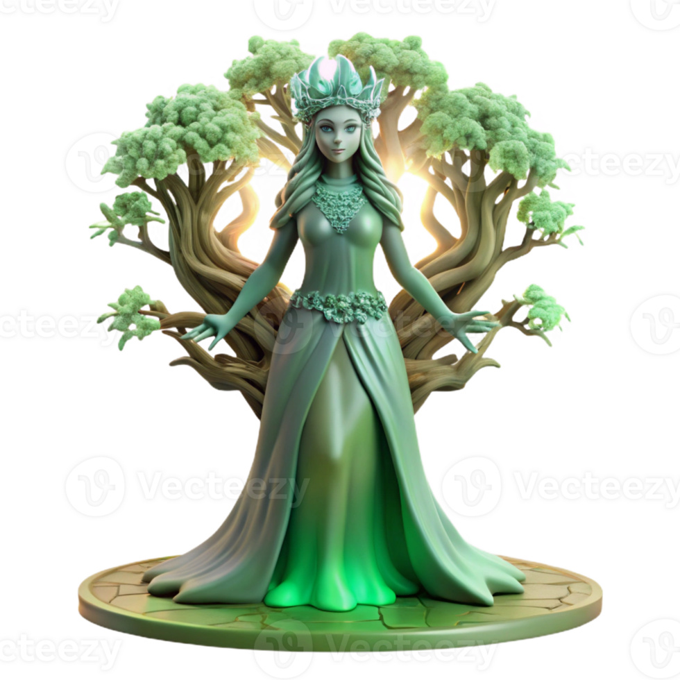 vibrant traditional A Serene Dryad Emerging from an Ancient genuine png