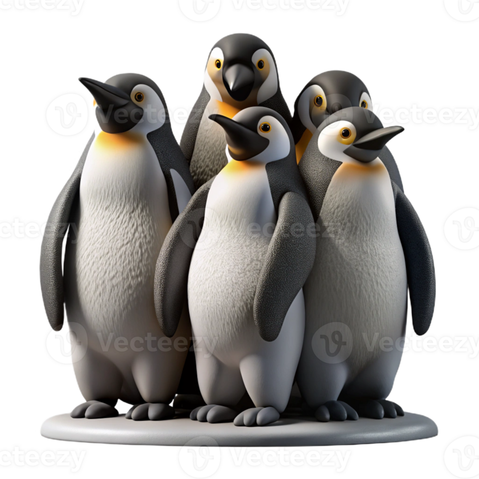 vibrant contemporary A Group of Emperor Penguins Huddled Toget detailed png