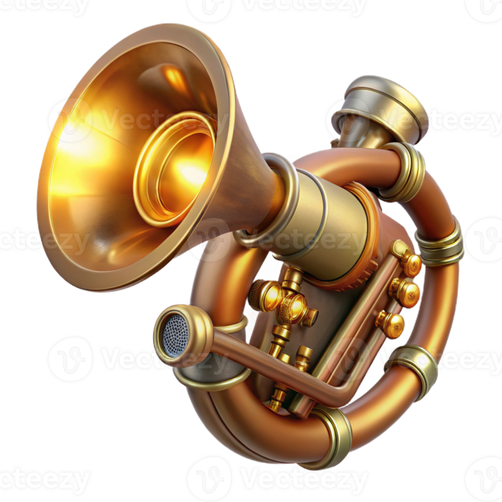 beautiful abstract Steampunk Brass Instrument Intricate Design genuine png