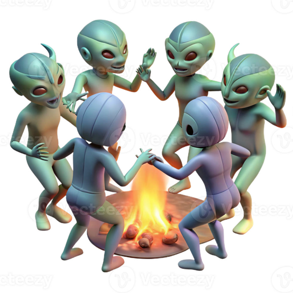 magnificent abstract A Group of Aliens with Iridescent Skin E genuine png