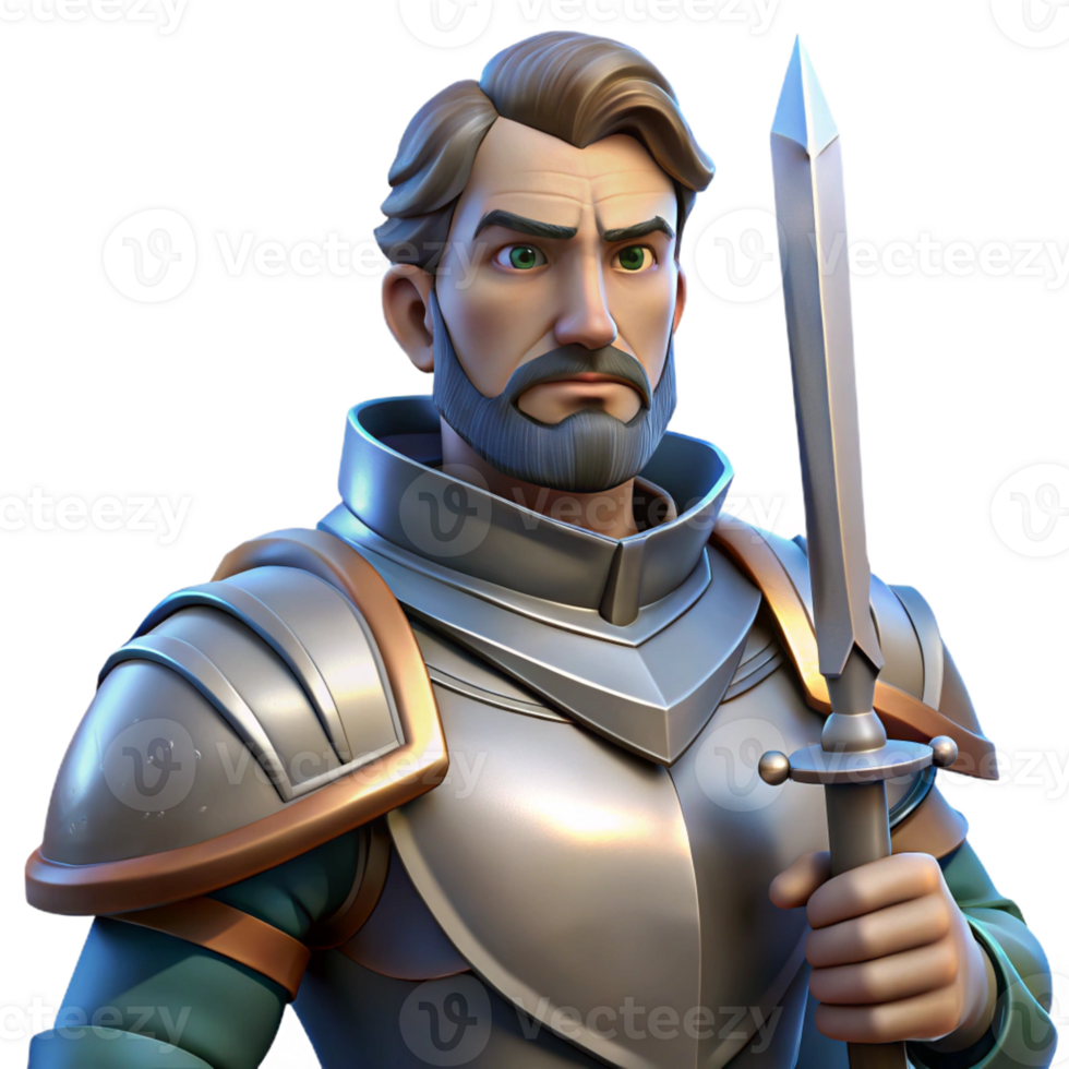 dramatic creative Portrait of a Stoic Knight in Shining Arm genuine png