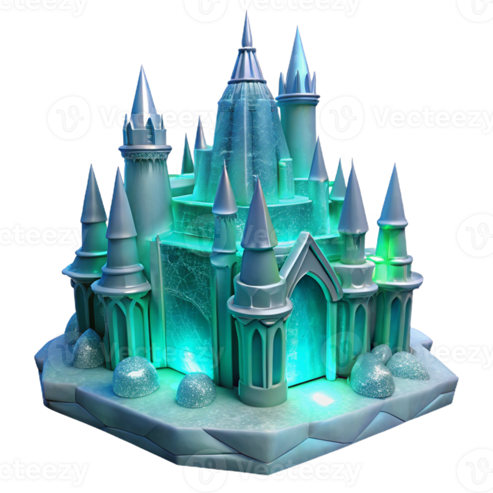 serene classic Shimmering Ice Castle Intricate Design original png