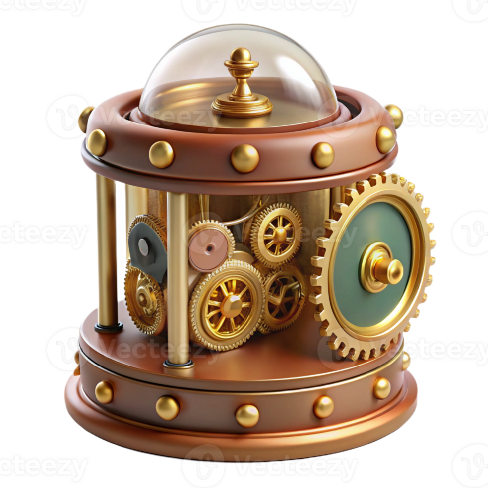 beautiful minimalist A Close Up of a Steampunk Music Box with I professional png