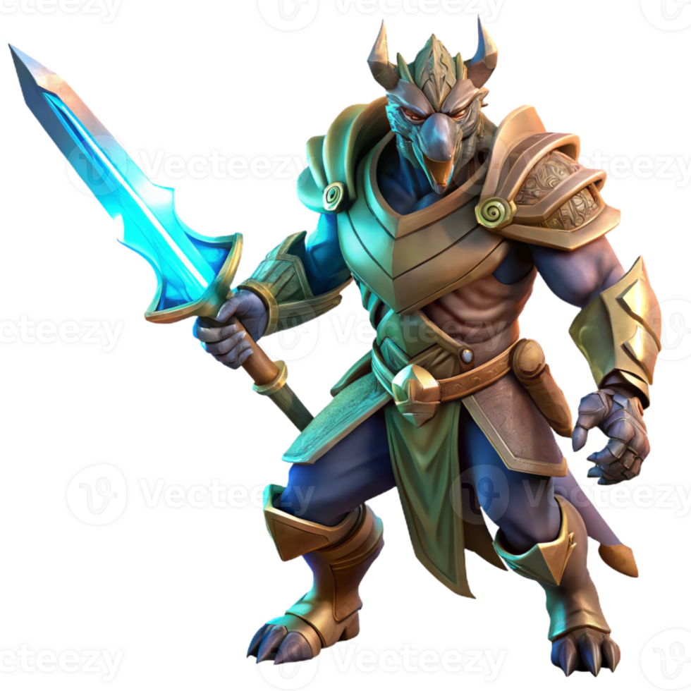 extraordinary artistic A Fierce Dragonborn Warrior Wielding a Glo authentic png