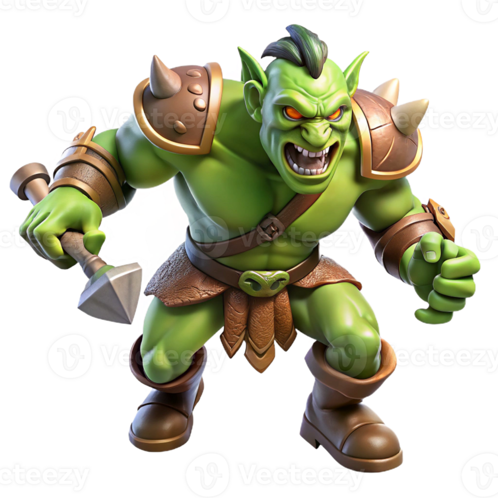 stunning artistic A Fierce Orc Chieftain Leading a Charge exclusive png