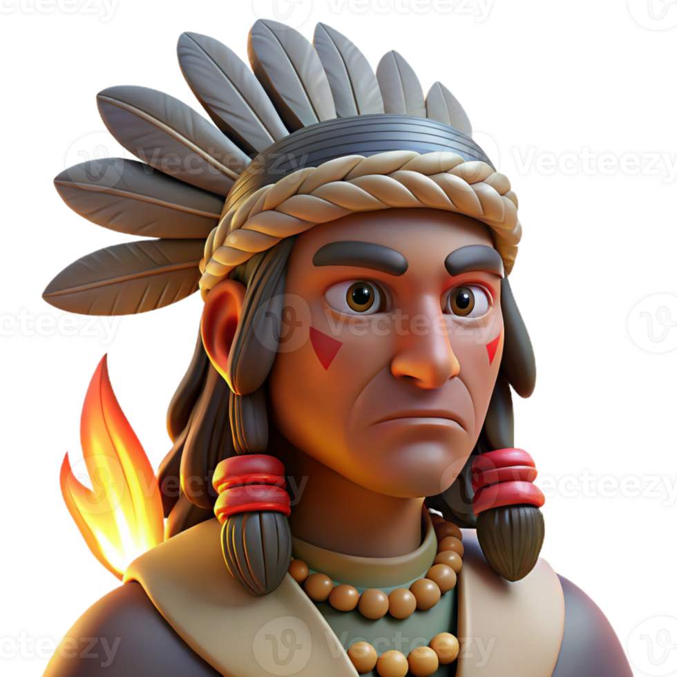magnificent vintage Portrait of a Stoic Native American Chief exclusive png
