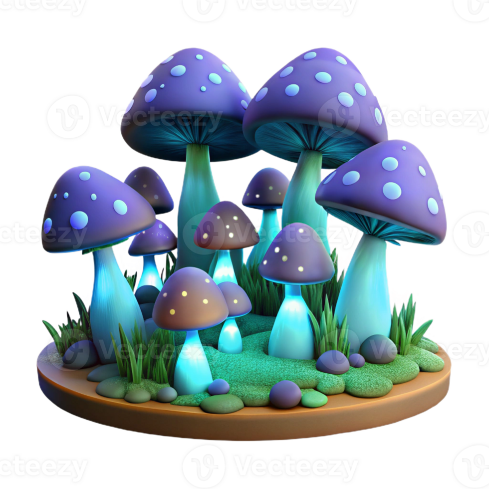 beautiful creative A Field of Glowing Mushrooms Illuminati professional png