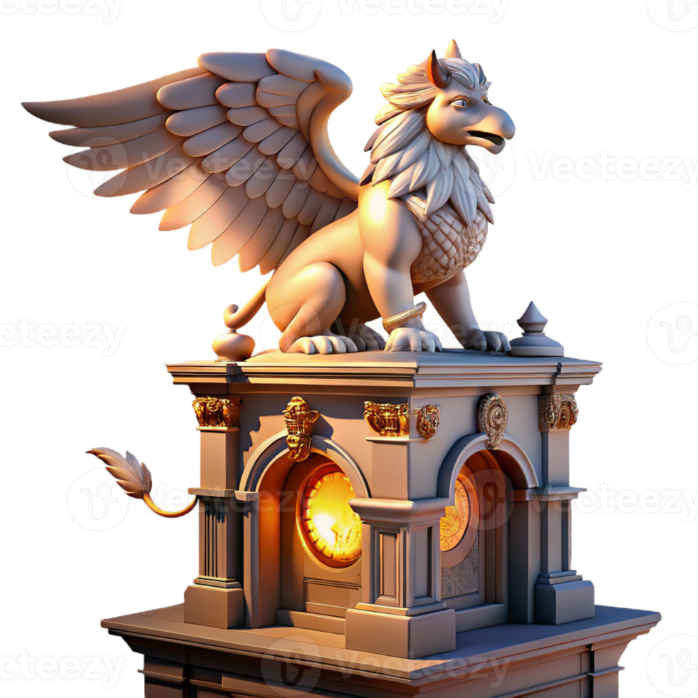 dramatic traditional Majestic Griffin on Crumbling Ruins professional png