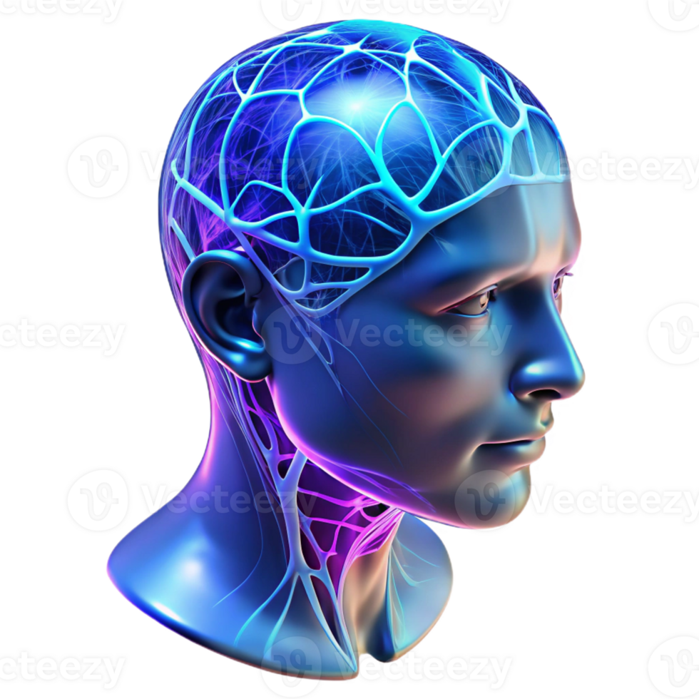 elegant classic A Transparent Human Head with Visible Neur authentic png