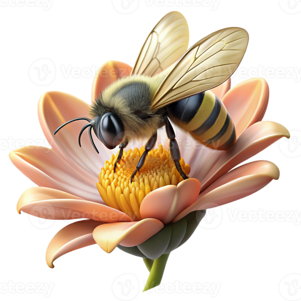 wonderful creative A Close Up of a Bee Collecting Pollen Fr 4K png