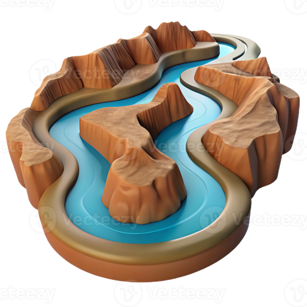 impressive abstract A Winding River Cutting Through a Canyon detailed png