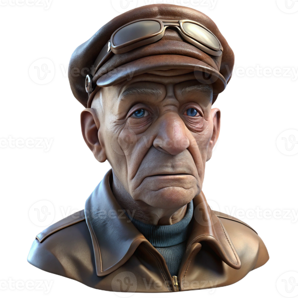 dramatic minimalist Portrait of an Elderly Man with Deep Wrin authentic png