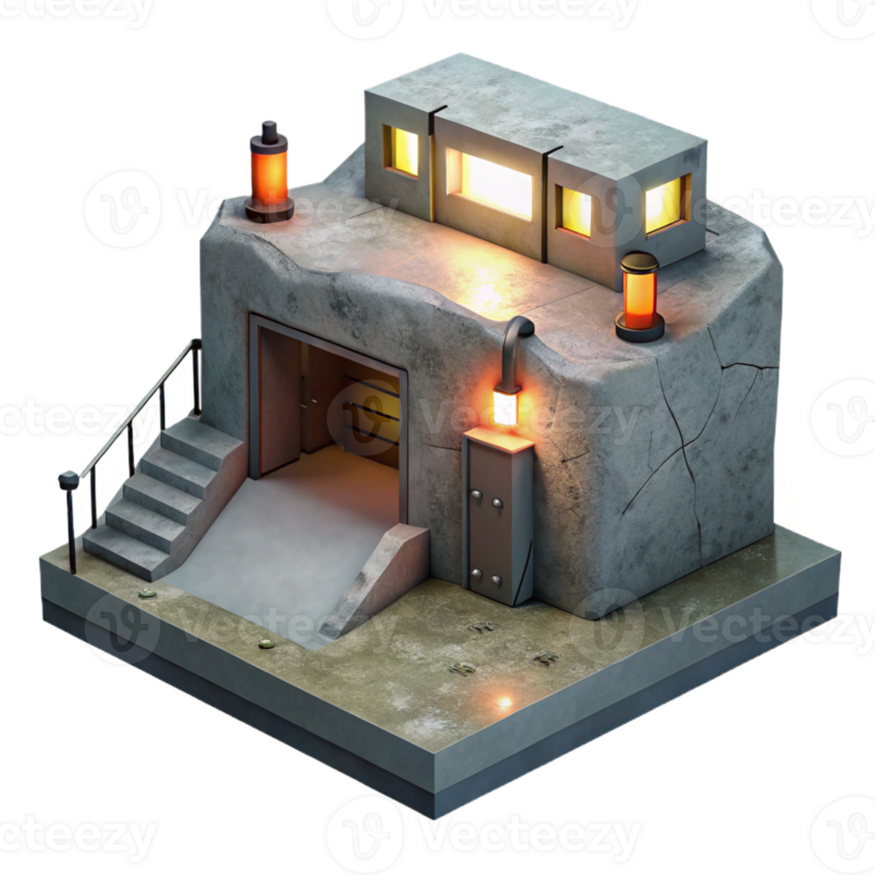 beautiful contemporary Underground Bunker Concrete Walls Dim genuine png