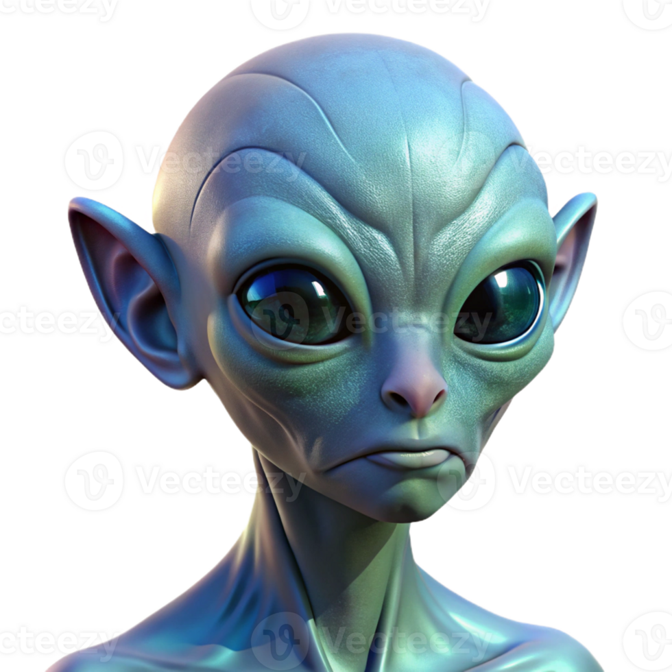 vibrant traditional A Close Up Portrait of an Alien with Iride original png