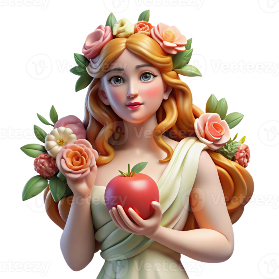 vibrant minimalist A Persephone Holding a Pomegran high resolution png