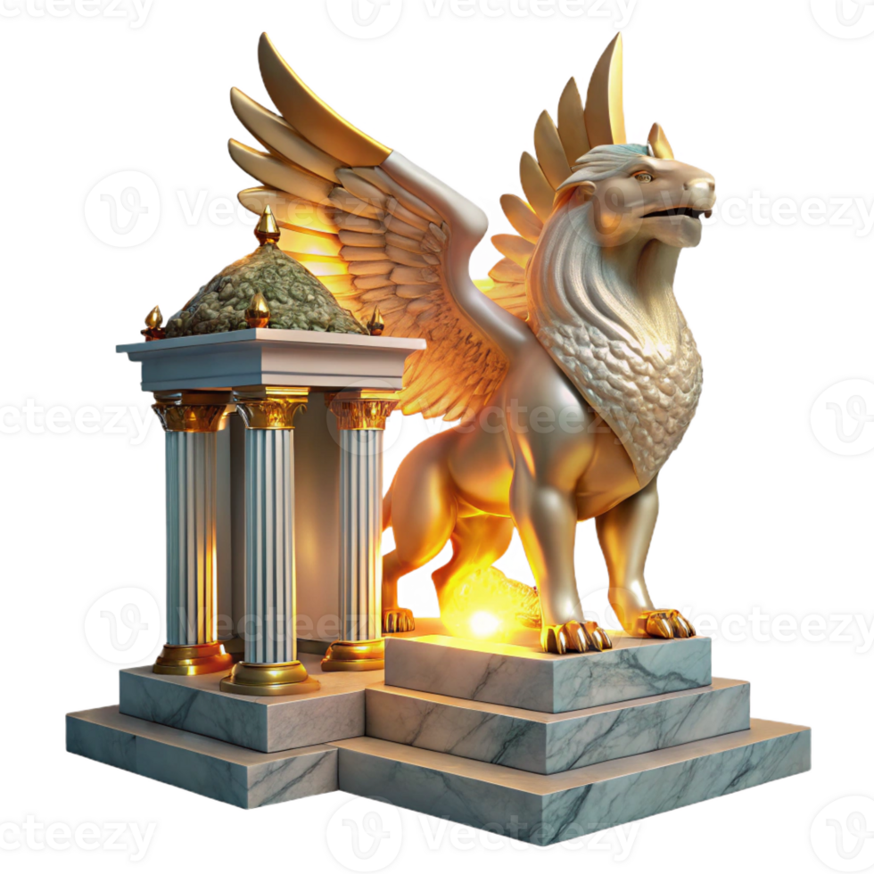 dramatic artistic A Majestic Griffin with Iridescent Feathe exclusive png