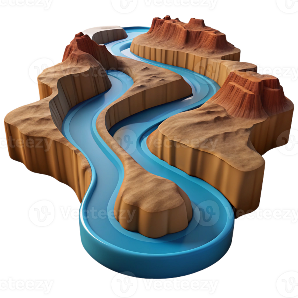 stunning rustic A Winding River Flowing Through a Canyon premium png