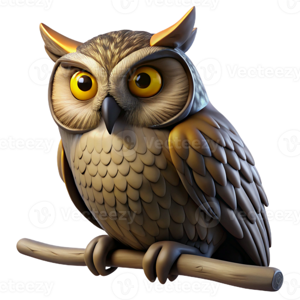 wonderful classic Portrait of a Wise Old Owl with Piercing Y detailed png