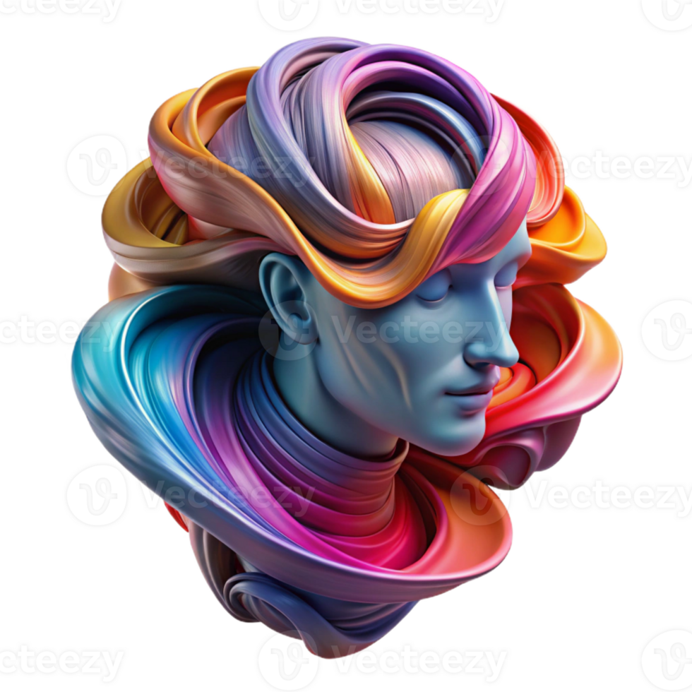 dramatic contemporary Swirling Abstract Portrait original png