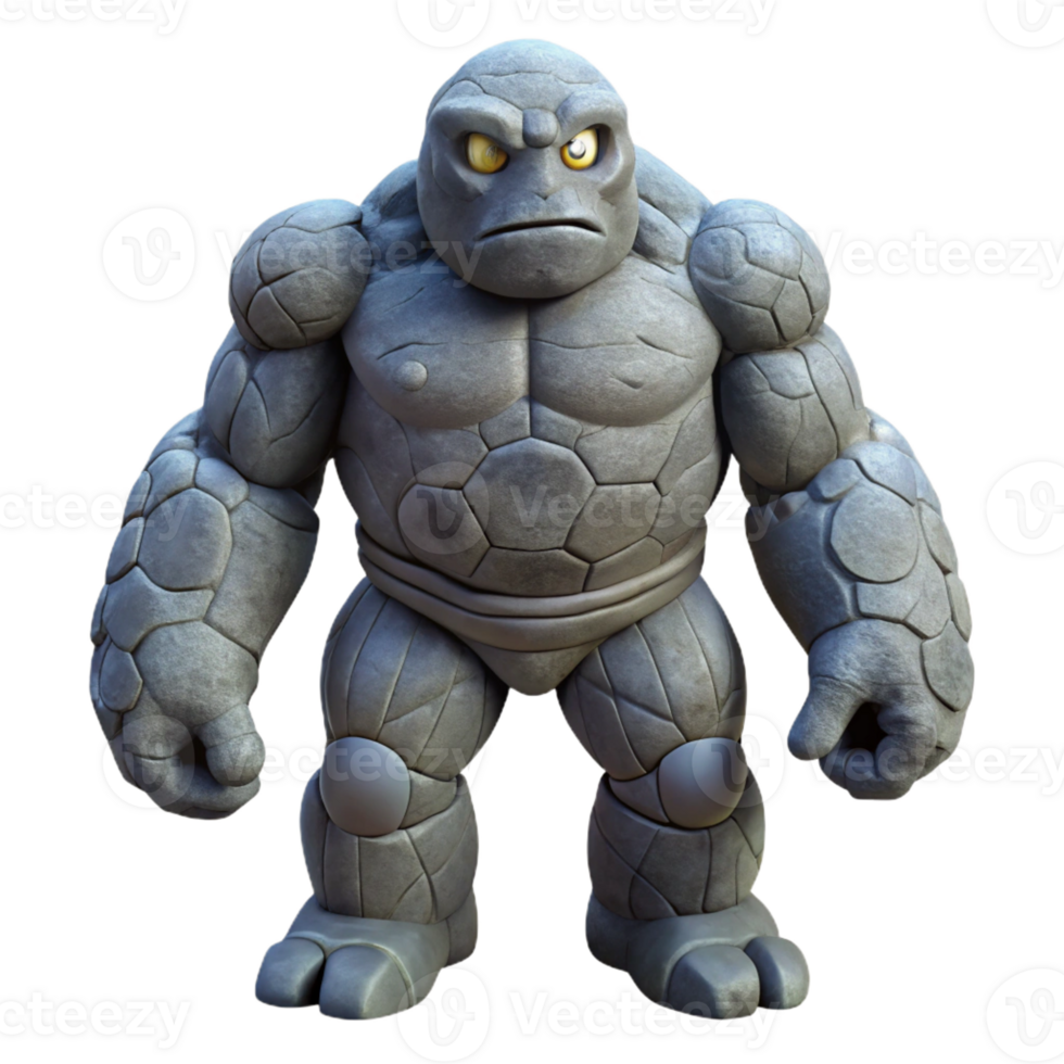 serene modern A Colossal Golem Made of Ancient Stone Dr detailed png