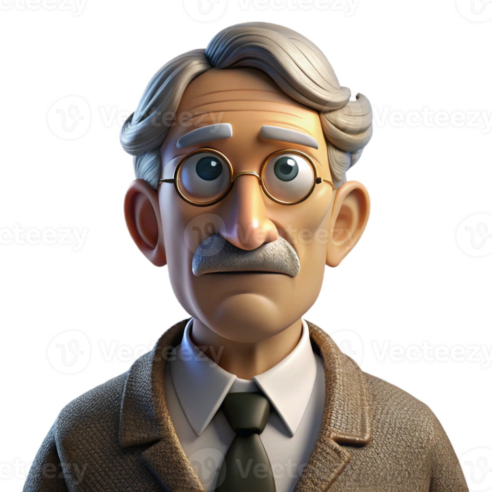 vibrant classic Portrait of an Elderly Man with Deep Wrin professional png