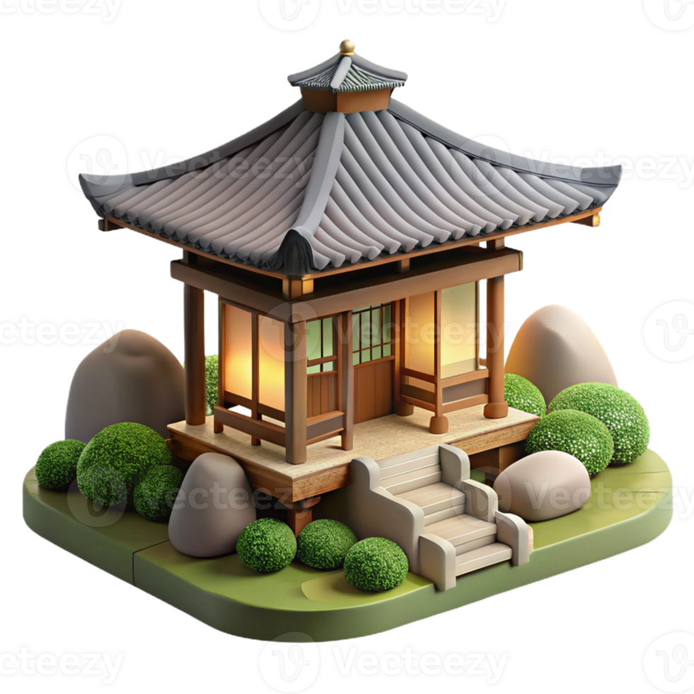 impressive abstract A Japanese Teahouse in a Zen Garden Soft exclusive png