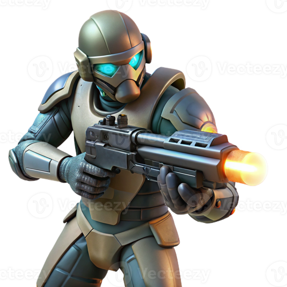 extraordinary artistic A Futuristic Soldier in Power Armor Aim professional png