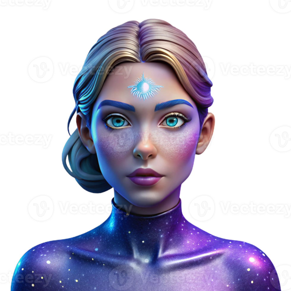 stunning modern A Portrait of a Young Woman with Galaxy premium png