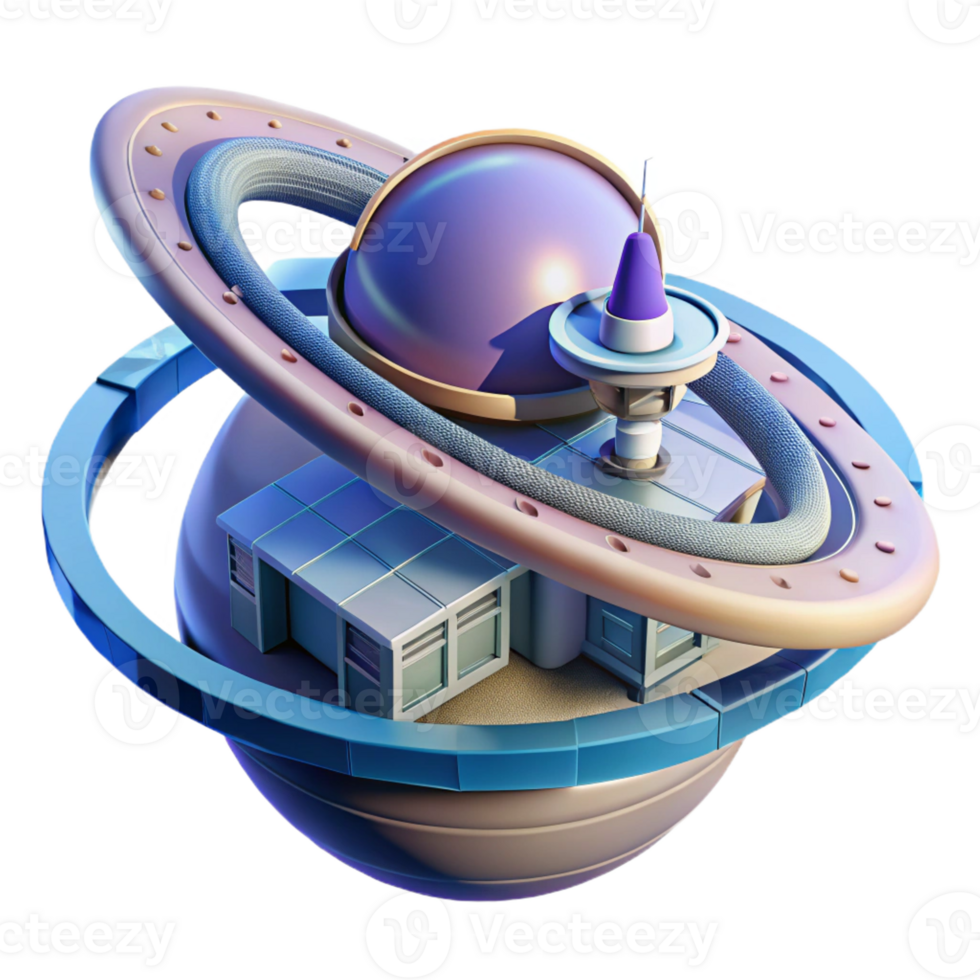 wonderful modern A Space Station Orbiting a Ringed Planet genuine png