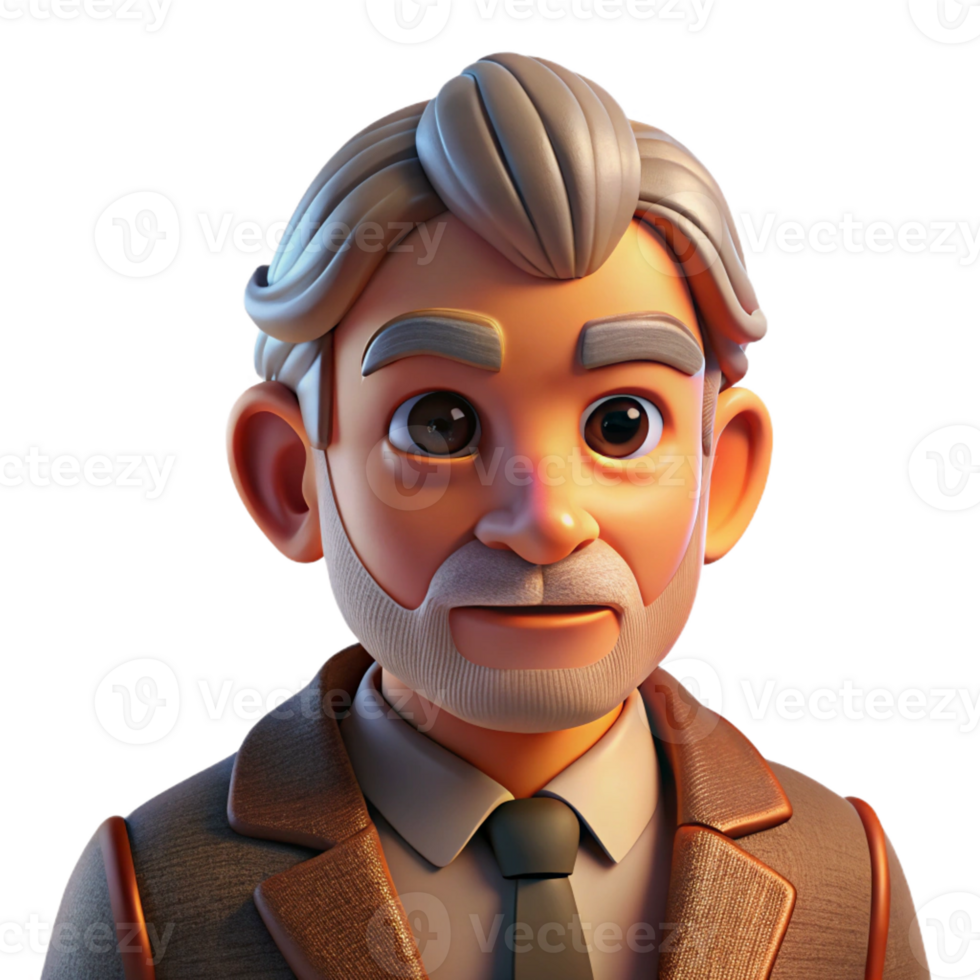 serene creative Portrait of an Elderly Man Deep Wrinkles high quality png