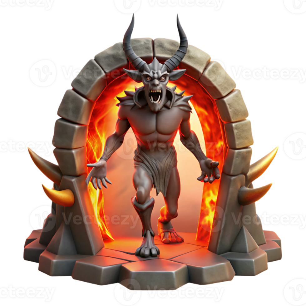stunning classic A Terrifying Demon Emerging from a Fiery authentic png