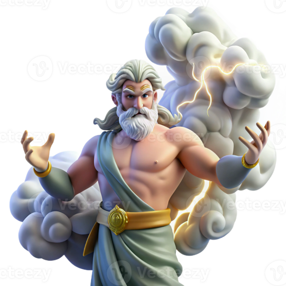 stunning traditional Zeus God of Thunder and Lightning high resolution png