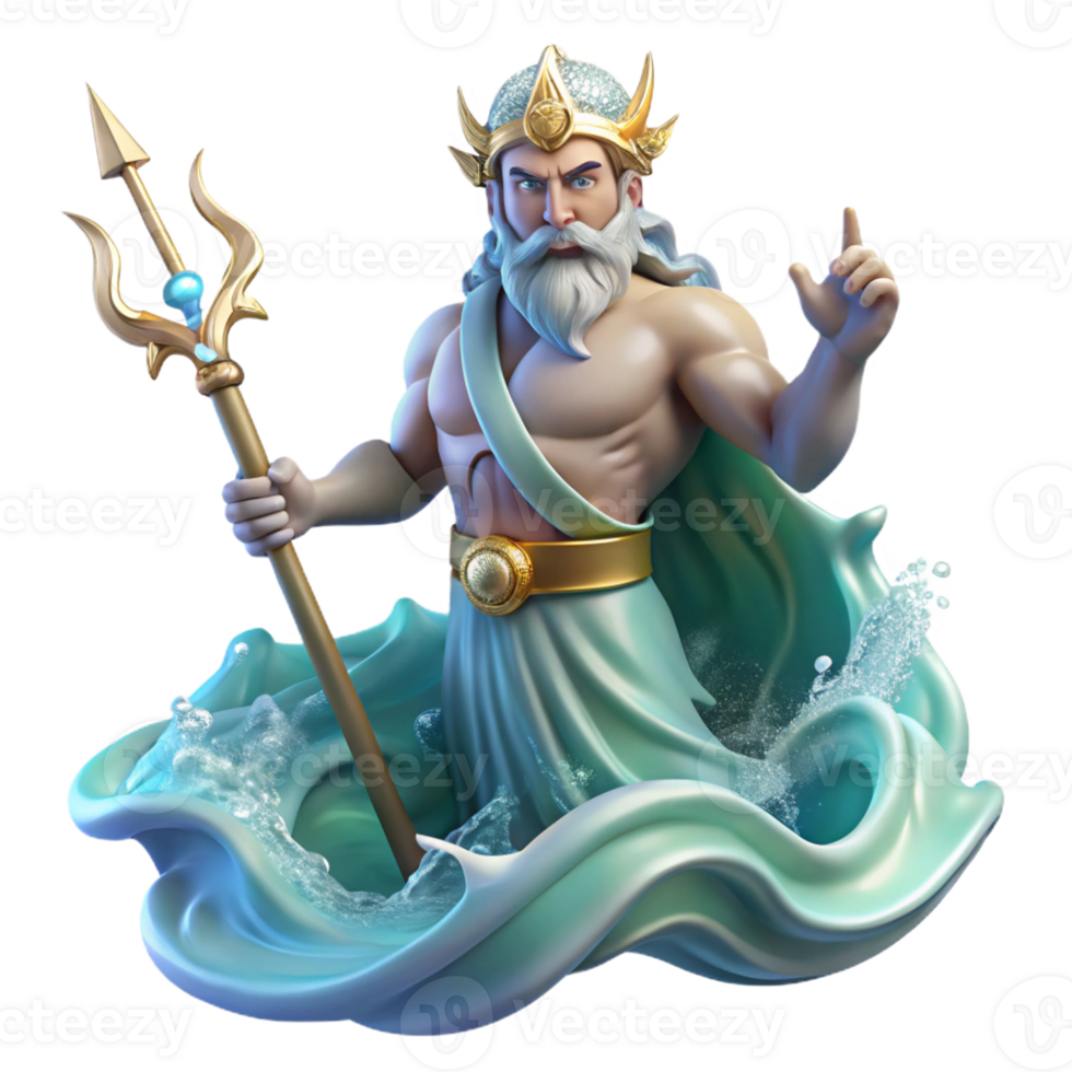 extraordinary minimalist Poseidon Commanding a Tempest authentic png