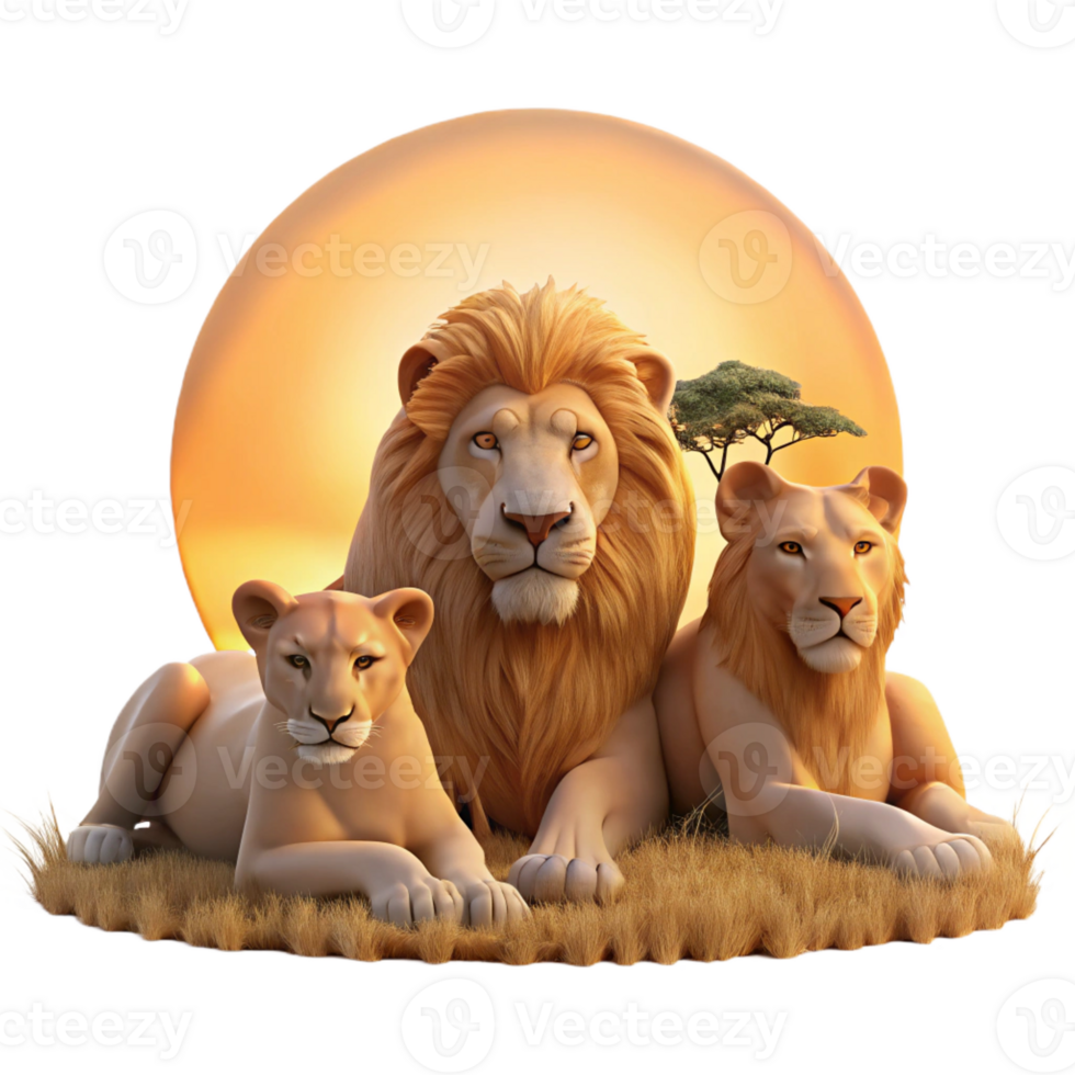 elegant creative A Regal Lion Pride Resting in the Afric detailed png