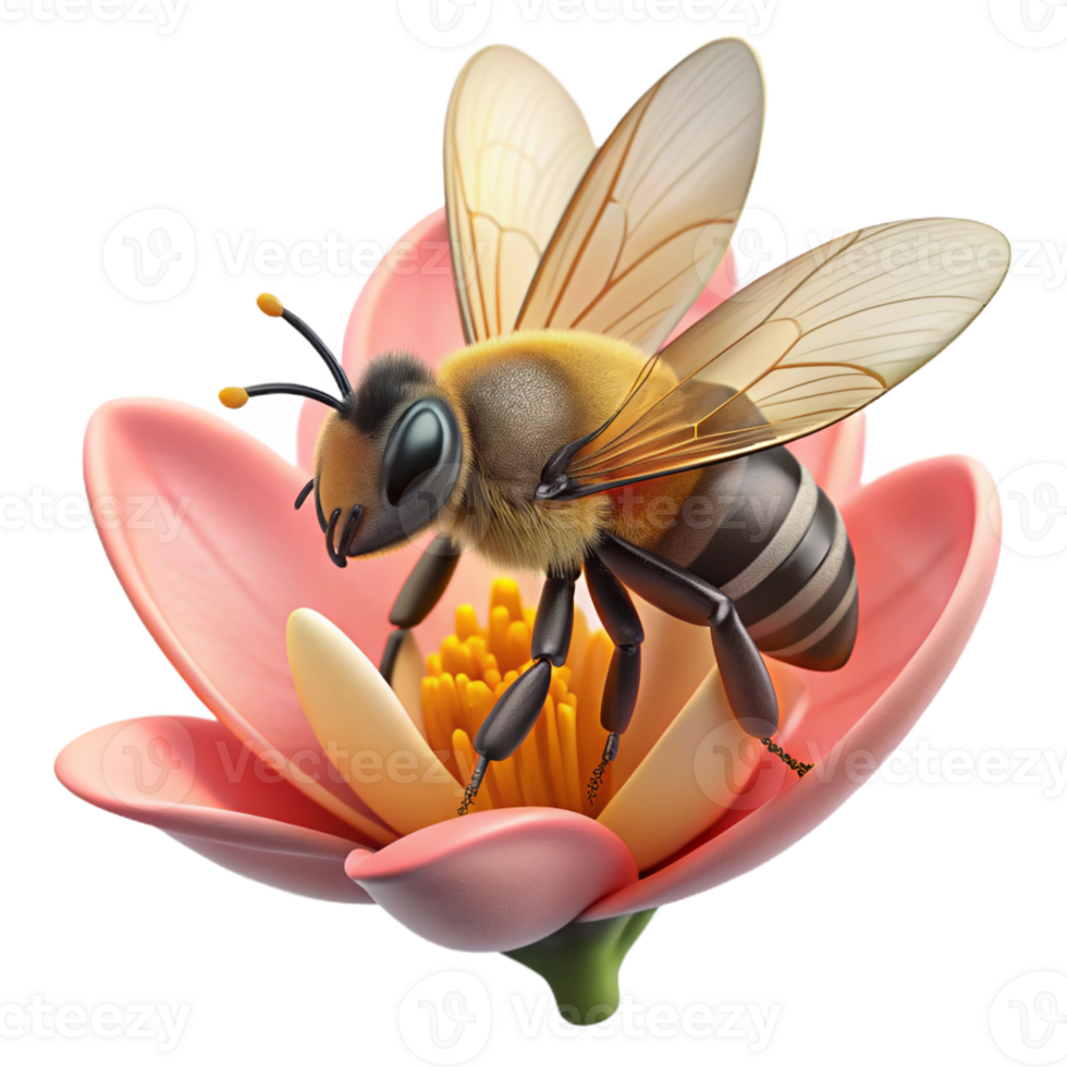 dramatic contemporary A Close Up of a Bee Collecting Pollen Fr professional png