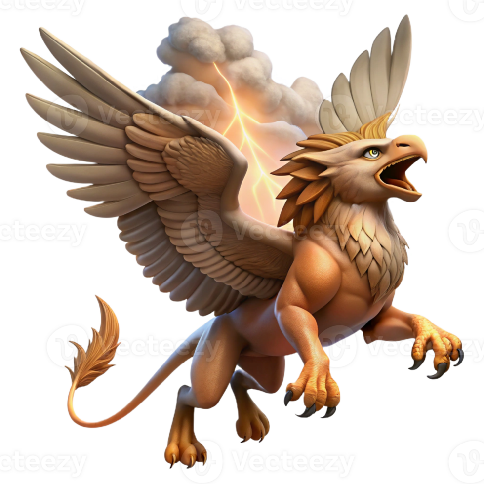 vibrant traditional A Majestic Griffin with Outstretched Wings high resolution png