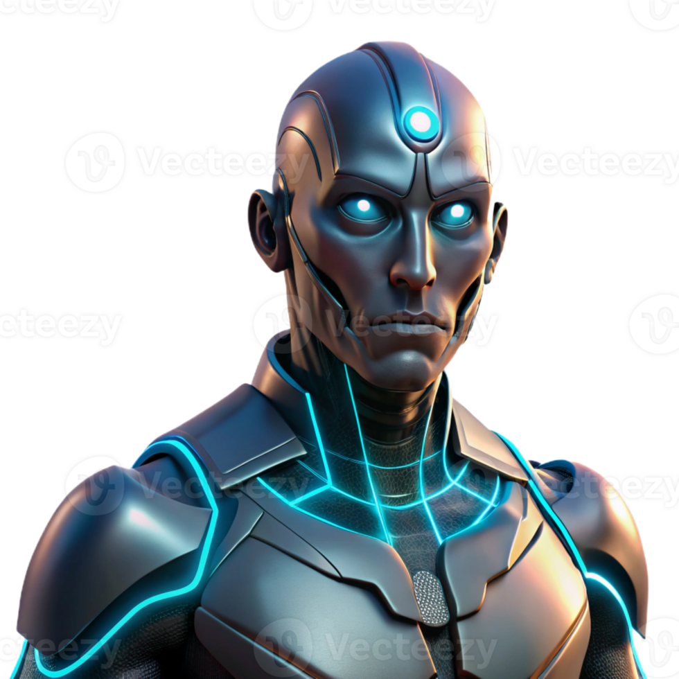 impressive vintage A Cyborg with Glowing Circuitry Visible high resolution png