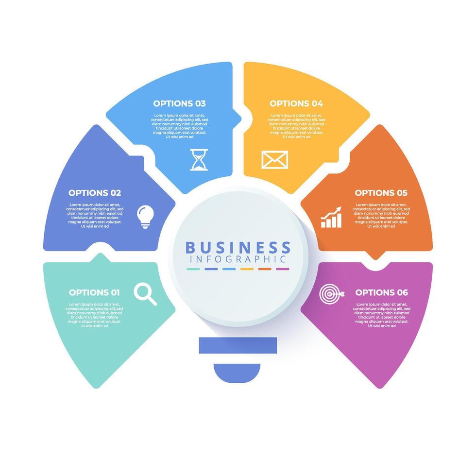 Infographic template featuring 6 steps with icons, designed for business concepts. vector