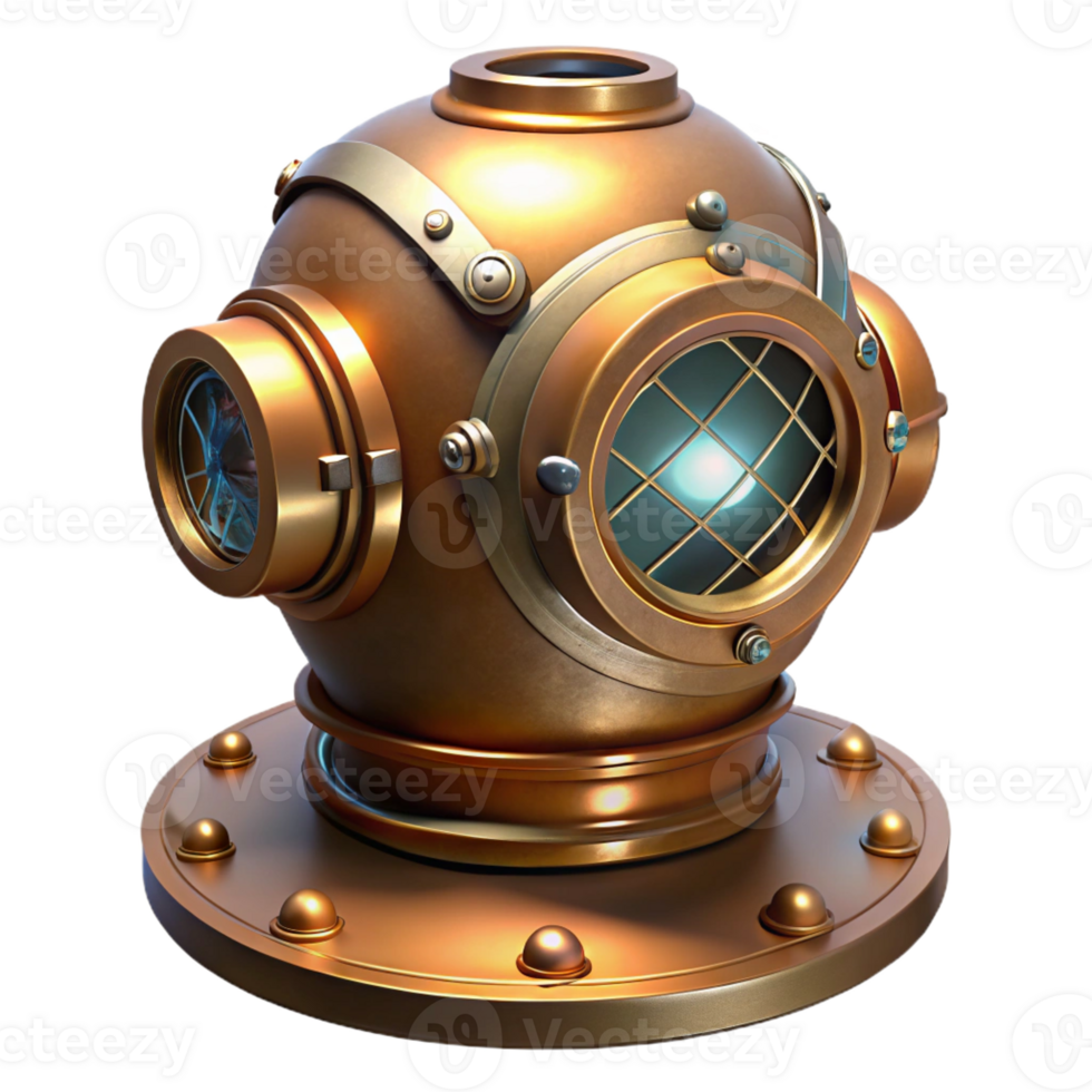 dramatic abstract A Steampunk Diving Helmet with Brass And premium png